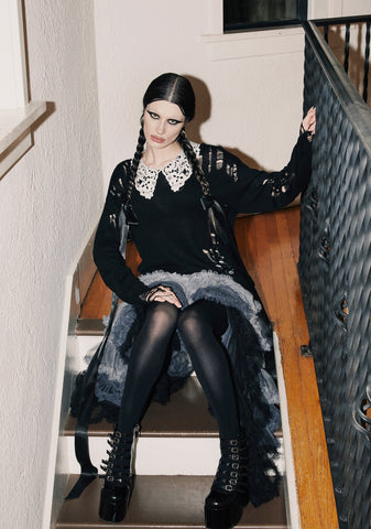 Hexed Vices Distressed Sweater