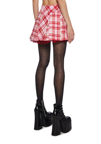 Holiday Party Plaid Mini Skirt - Pink