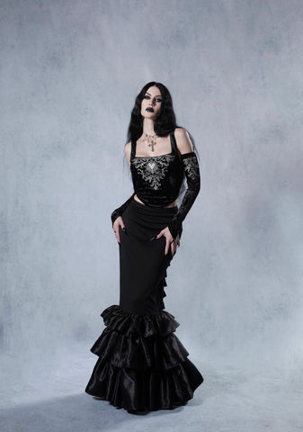 Shadowed Grandeur Bustle Maxi Skirt