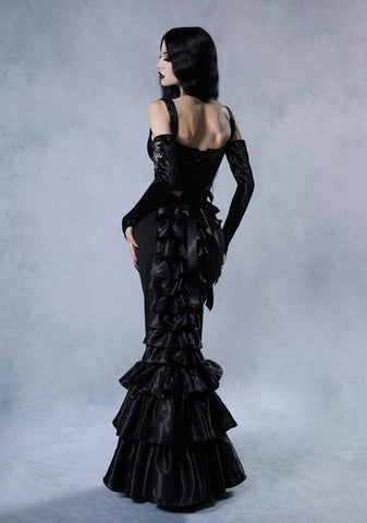 Shadowed Grandeur Bustle Maxi Skirt