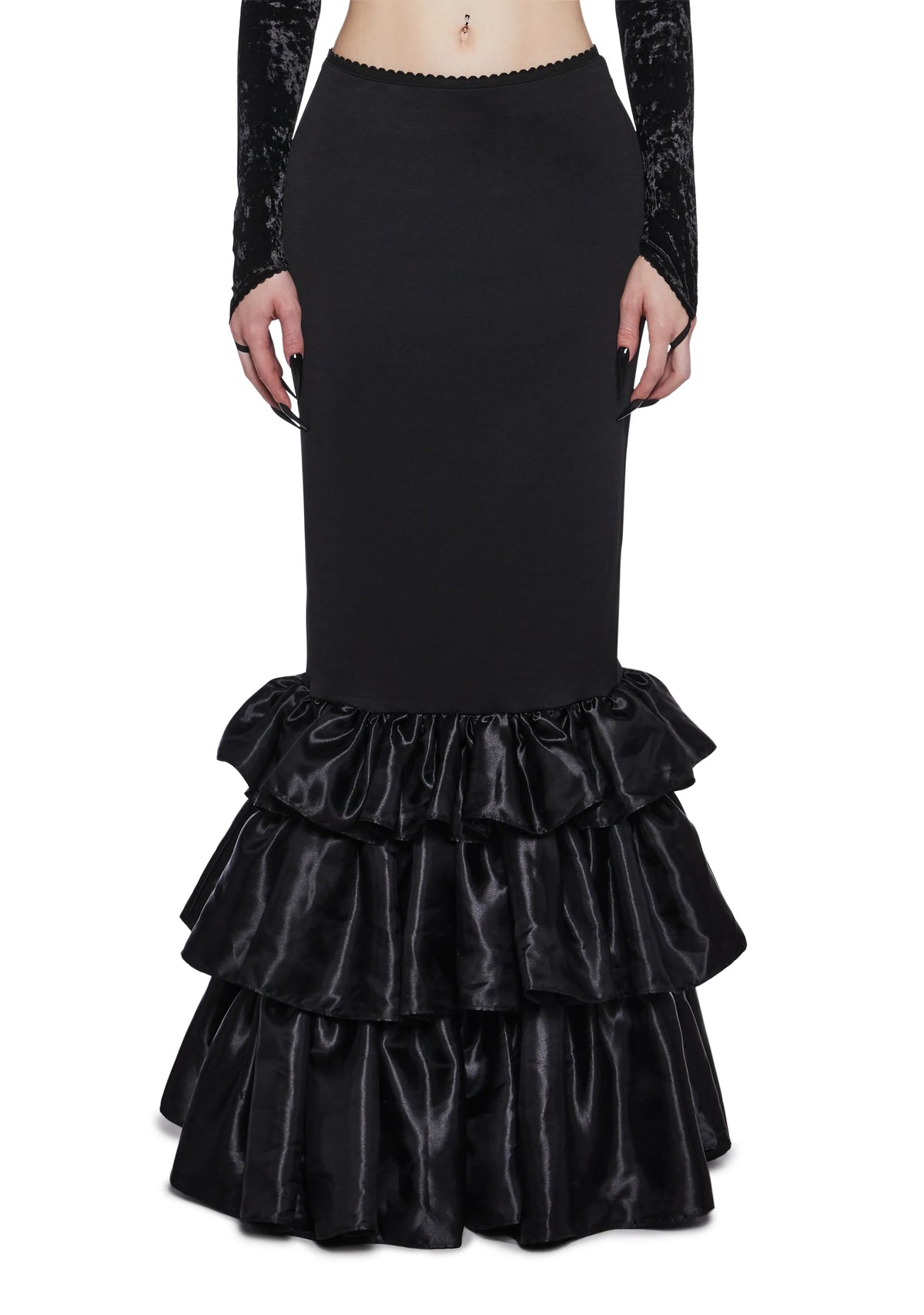 Shadowed Grandeur Bustle Maxi Skirt