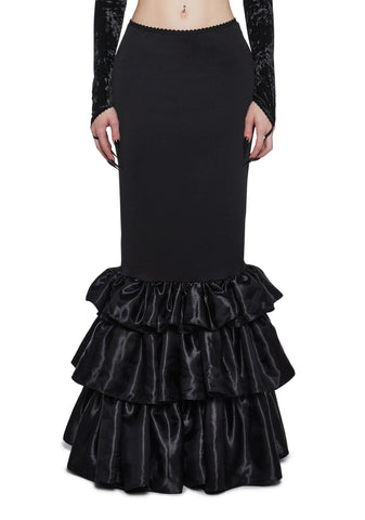 Shadowed Grandeur Bustle Maxi Skirt