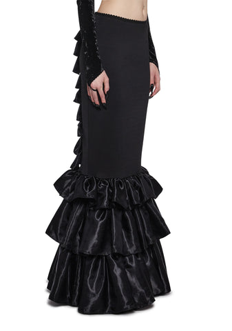 Shadowed Grandeur Bustle Maxi Skirt