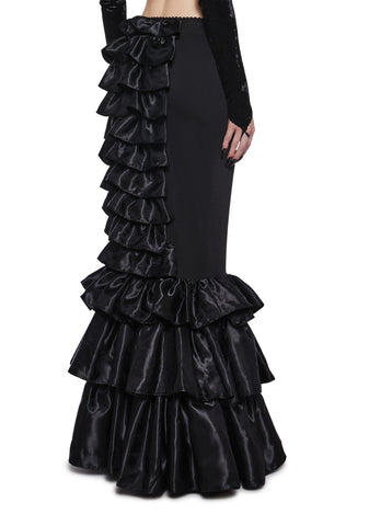 Shadowed Grandeur Bustle Maxi Skirt