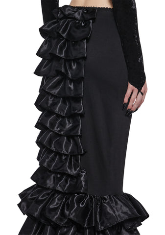 Shadowed Grandeur Bustle Maxi Skirt