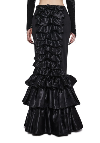 Shadowed Grandeur Bustle Maxi Skirt