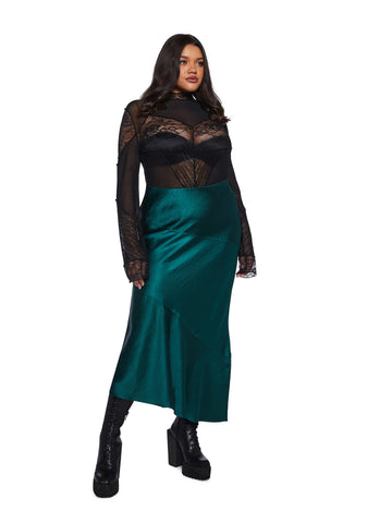 Tragically Divine Satin Midi Skirt