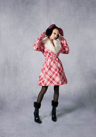 Holiday Party Plaid Trench Coat