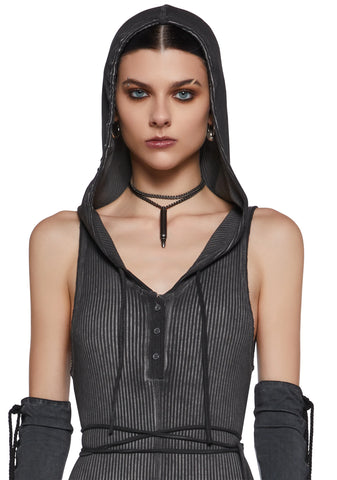 Warp Knit Hooded Jumpsuit