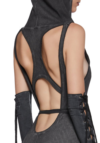 Warp Knit Hooded Jumpsuit