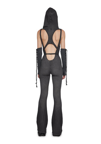 Warp Knit Hooded Jumpsuit