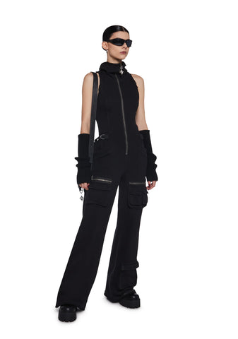 Warp Sleeveless Cargo Jumpsuit