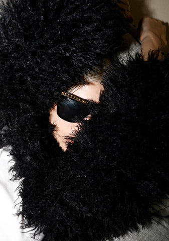 Midnight Hype Faux Fur Shrug - Black