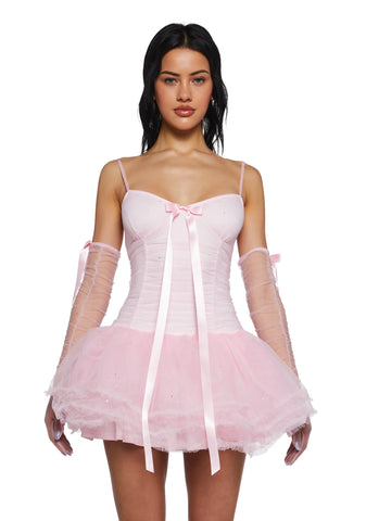 Festive Realm Glitter Dress And Gloves Set