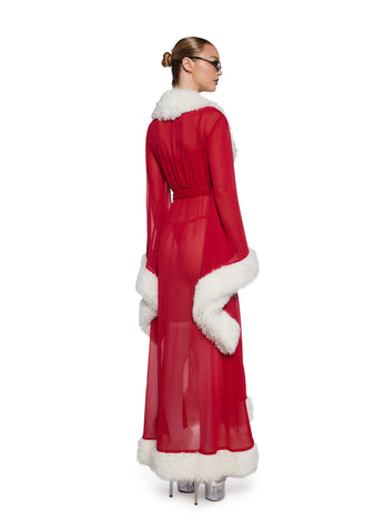 Feminine Fantasy Sheer Robe - Red