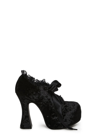 Nocturnal Garden Platform Mary Janes - Velvet