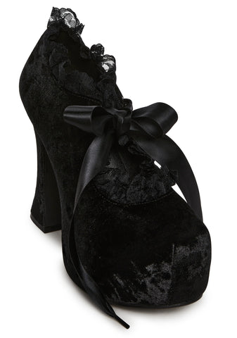 Nocturnal Garden Platform Mary Janes - Velvet