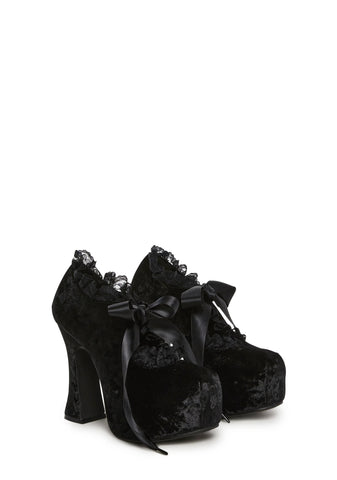 Nocturnal Garden Platform Mary Janes - Velvet