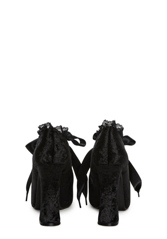 Nocturnal Garden Platform Mary Janes - Velvet