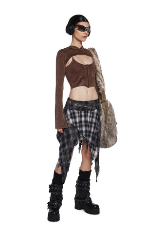 Warp Plaid Midi Skirt