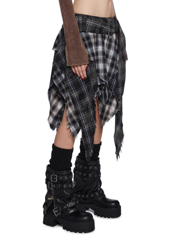 Warp Plaid Midi Skirt