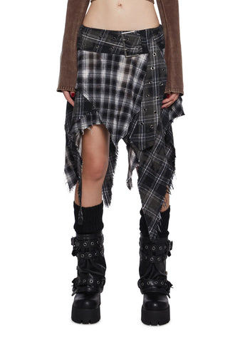 Warp Plaid Midi Skirt