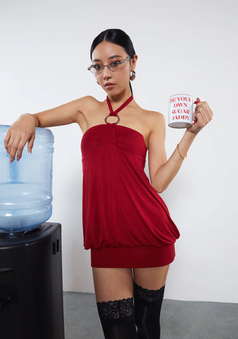 Y2K Bubble Mini Dress - Red