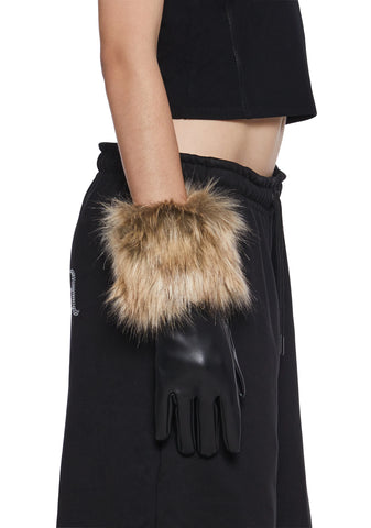 Midnight Faux Fur Gloves