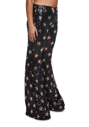 Celestial Groove Sequin Flare Pants