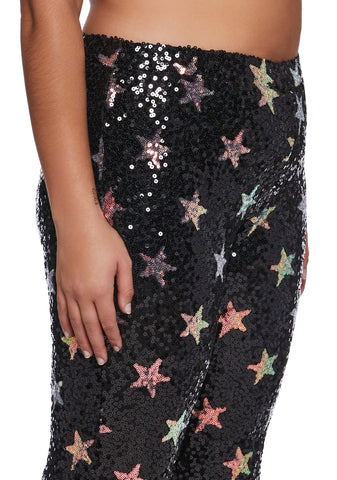 Celestial Groove Sequin Flare Pants