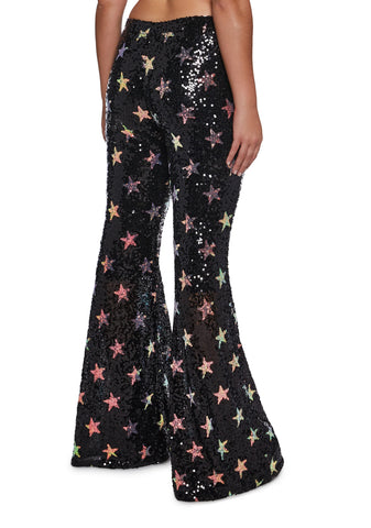 Celestial Groove Sequin Flare Pants