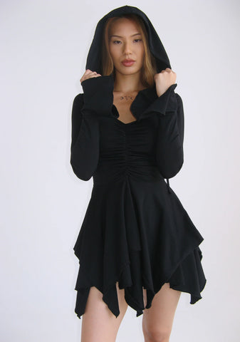 F Is For Fairies® Hooded Mini Dress - Black
