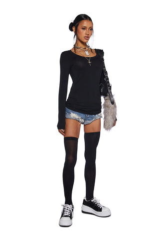 Casual Meetups Long Sleeve Top - Black