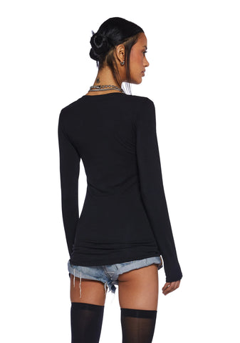 Casual Meetups Long Sleeve Top - Black