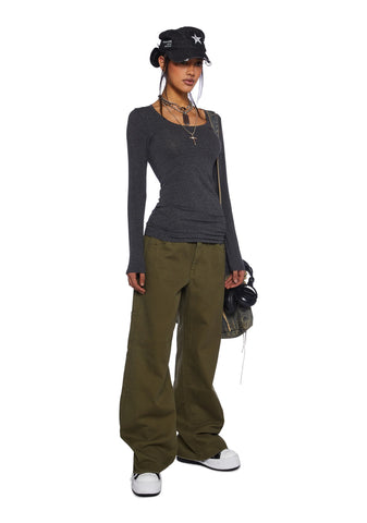 Casual Meetups Long Sleeve Top - Gray