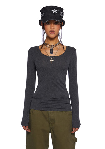 Casual Meetups Long Sleeve Top - Gray