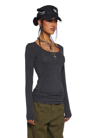 Casual Meetups Long Sleeve Top - Gray
