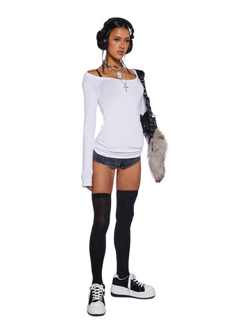 Casual Meetups Long Sleeve Top - White