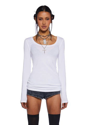 Casual Meetups Long Sleeve Top - White
