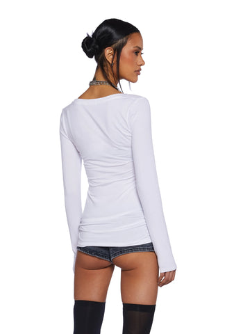 Casual Meetups Long Sleeve Top - White