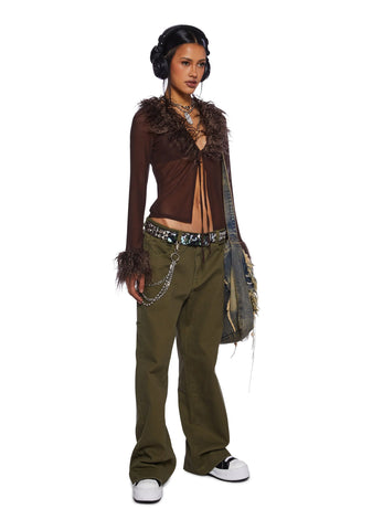 Rebel Charm Long Sleeve Top - Brown