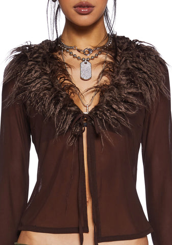 Rebel Charm Long Sleeve Top - Brown