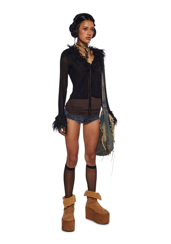 Rebel Charm Long Sleeve Top - Black