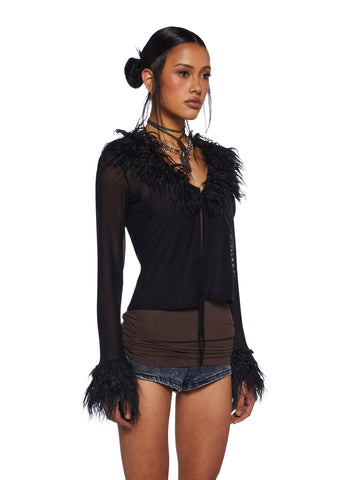 Rebel Charm Long Sleeve Top - Black