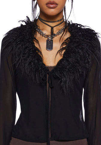 Rebel Charm Long Sleeve Top - Black