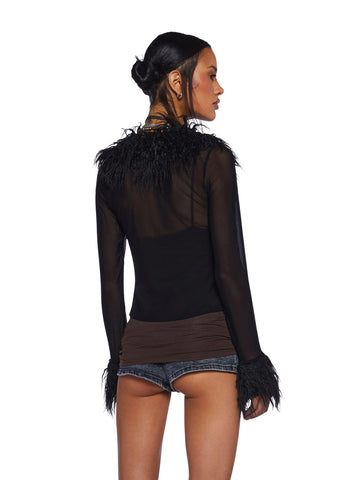 Rebel Charm Long Sleeve Top - Black