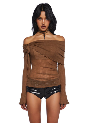 Only Yours Long Sleeve Top - Brown