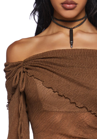 Only Yours Long Sleeve Top - Brown