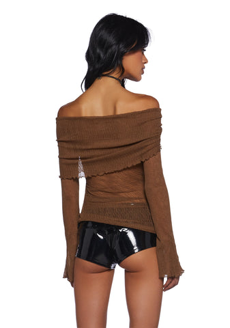 Only Yours Long Sleeve Top - Brown