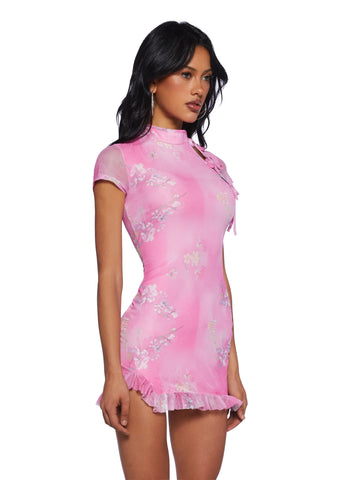 Up Too Late Mini Dress - Pink